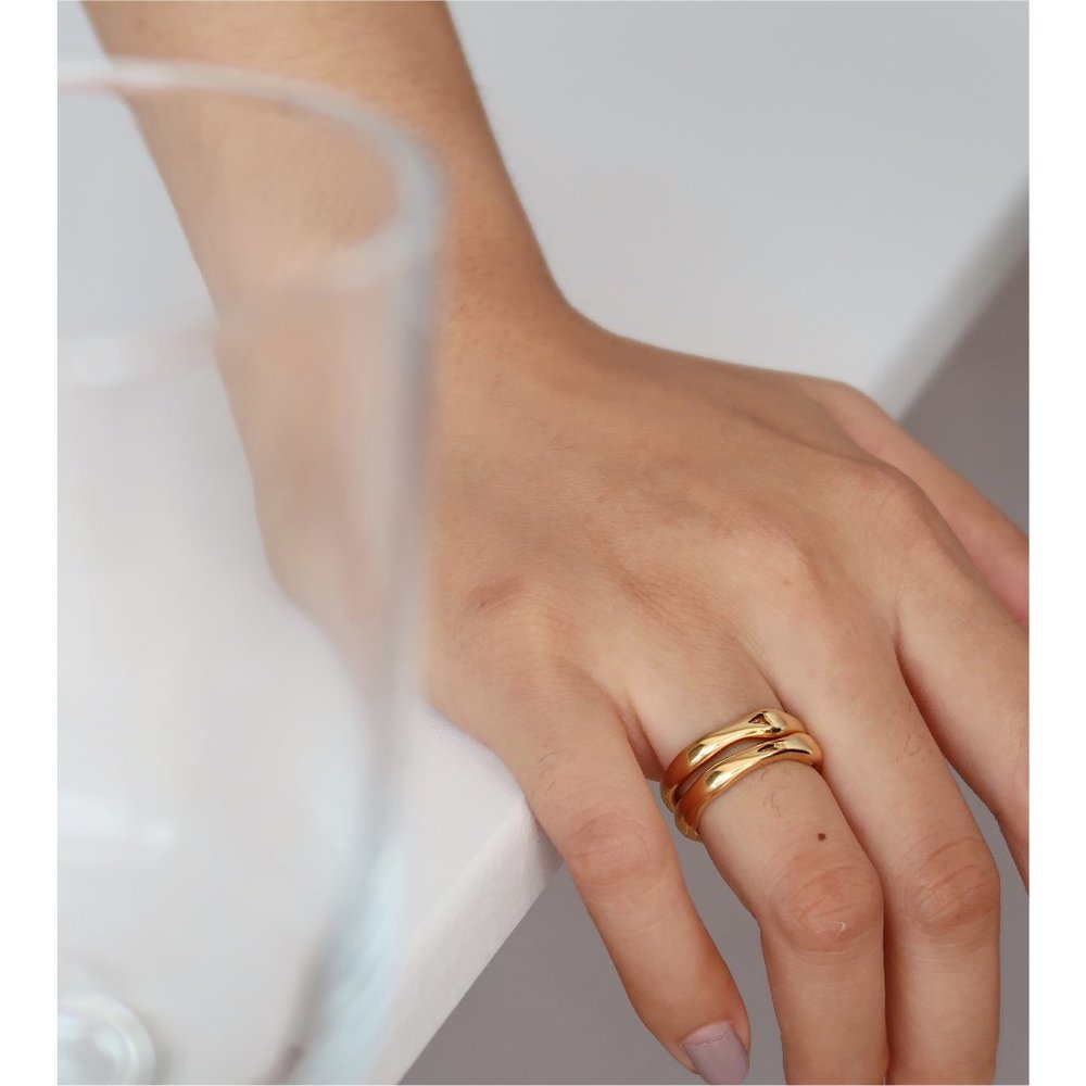 NEW 18K Gold Plated Wave Curve Ring - Picture 12 of 16